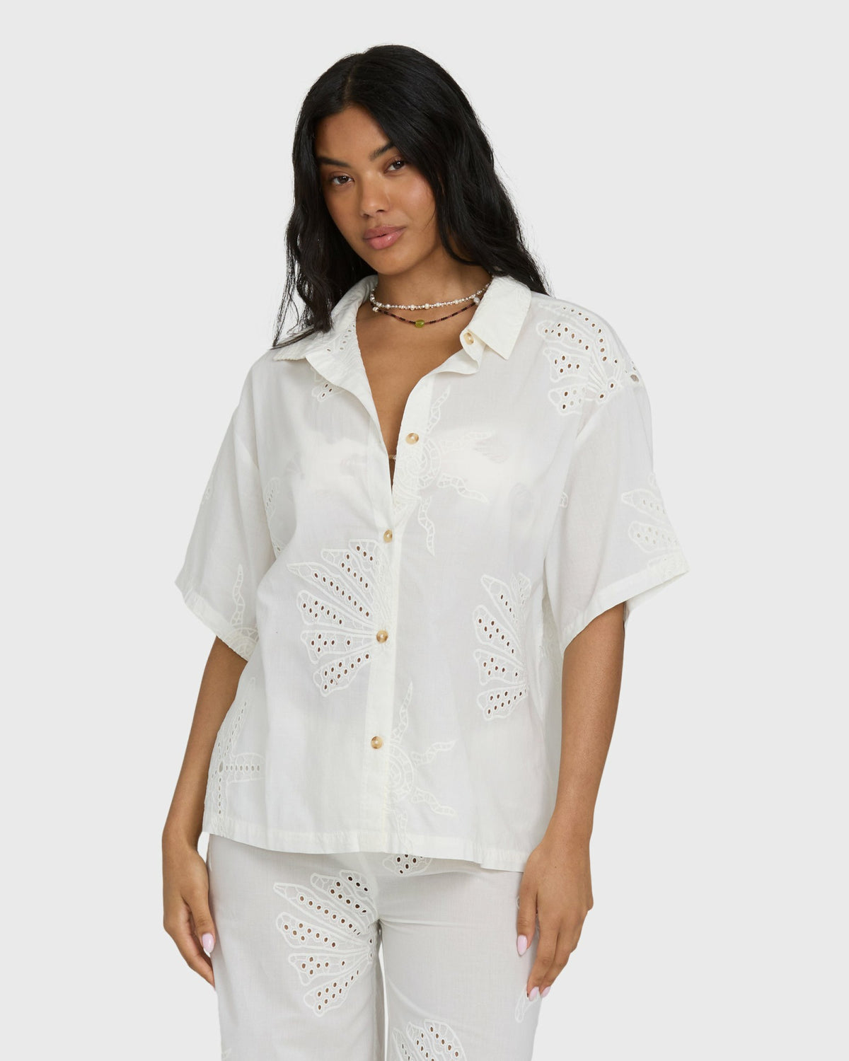 Billabong Women's Beach Livin Woven Shirt - Salt Crystal