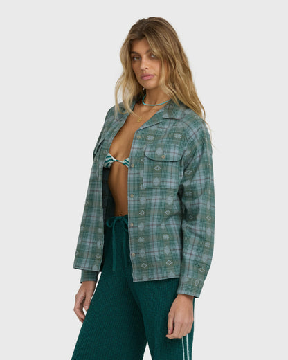 Billabong Women's Coastal Breeze Long Sleeve Shirt - Mineral Blue