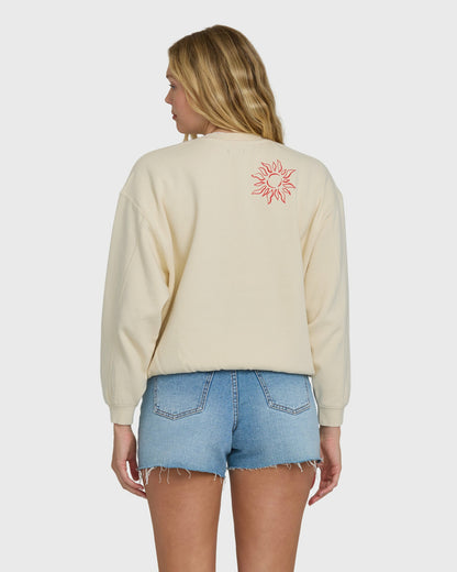 Billabong Women's Treasure Cay Crewneck Sweatshirt - White Cap