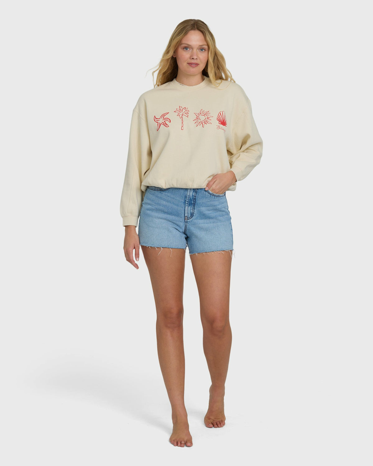 Billabong Women's Treasure Cay Crewneck Sweatshirt - White Cap