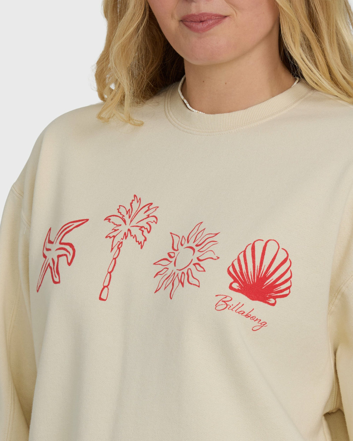 Billabong Women's Treasure Cay Crewneck Sweatshirt - White Cap