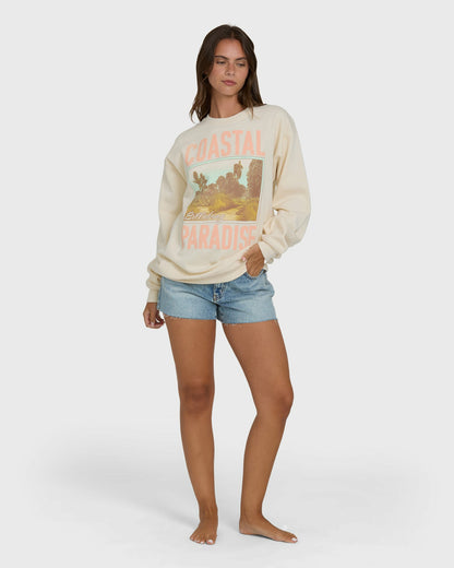 Billabong Women's Coastal Paradise Crewneck Sweatshirt - White Cap