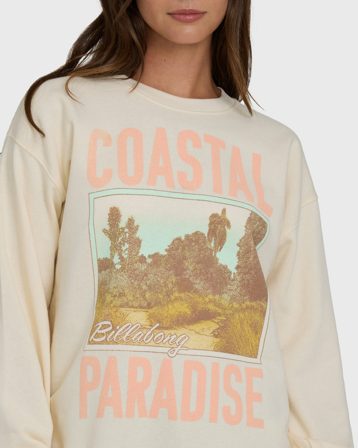 Billabong Women's Coastal Paradise Crewneck Sweatshirt - White Cap