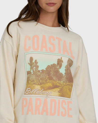 Billabong Women's Coastal Paradise Crewneck Sweatshirt - White Cap