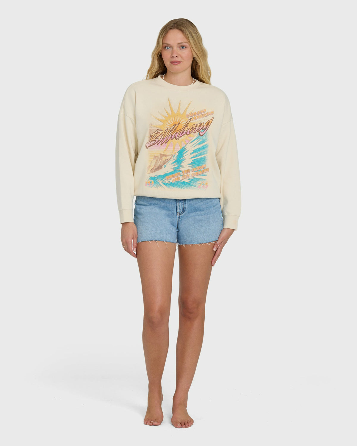 Billabong Women's Echo Crewneck Sweatshirt - White Cap