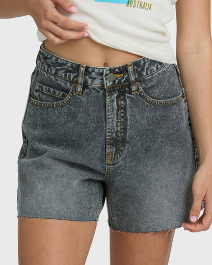 Billabong Women's Riley Cut-Off Denim Shorts - Black Water
