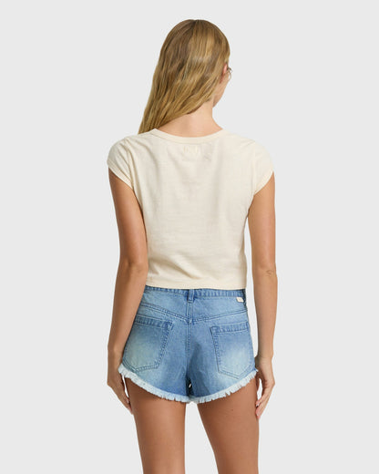 Billabong Women's Beach Dreamin Denim Shorts - Faded Indigo Fray