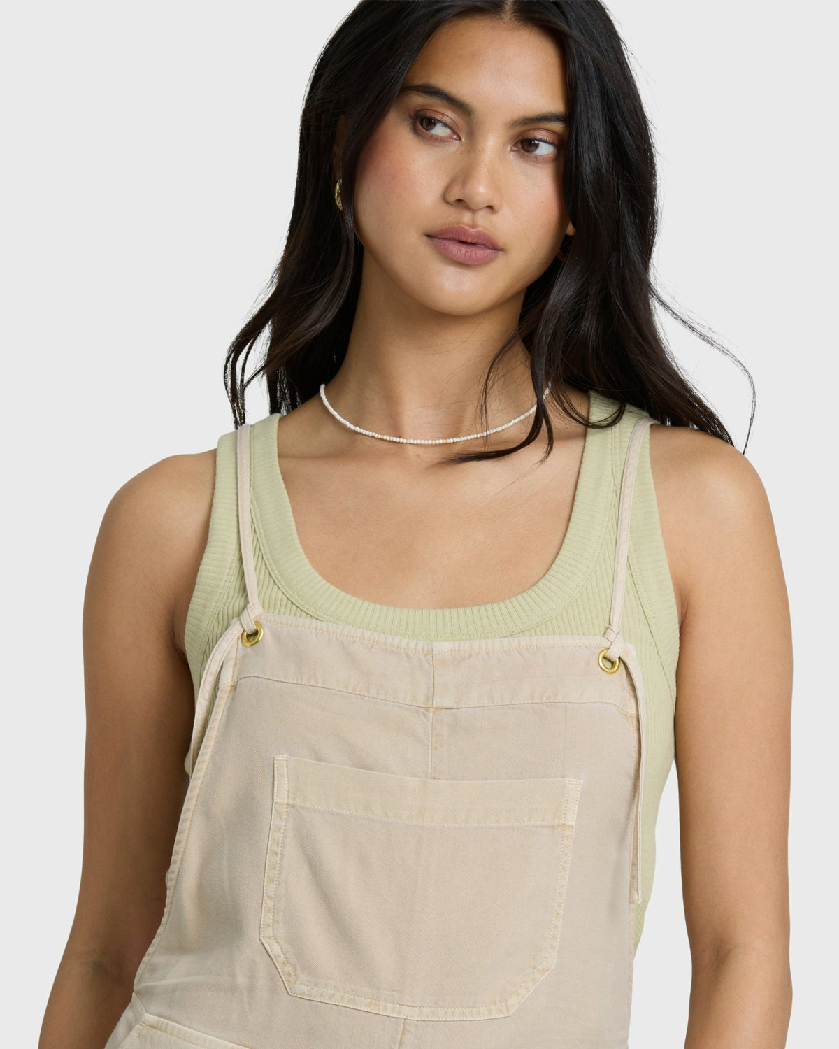 Billabong Women's Wild Pursuit Yarn-Dyed Overalls - Oatmeal