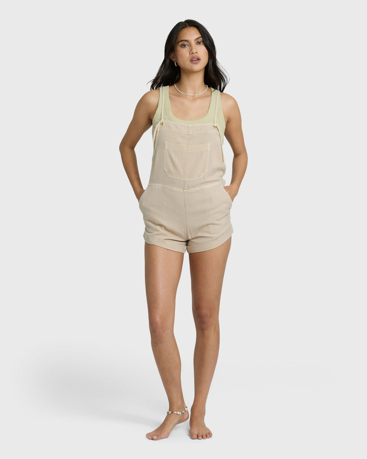 Billabong Women's Wild Pursuit Yarn-Dyed Overalls - Oatmeal