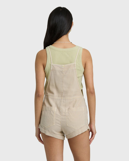 Billabong Women's Wild Pursuit Yarn-Dyed Overalls - Oatmeal