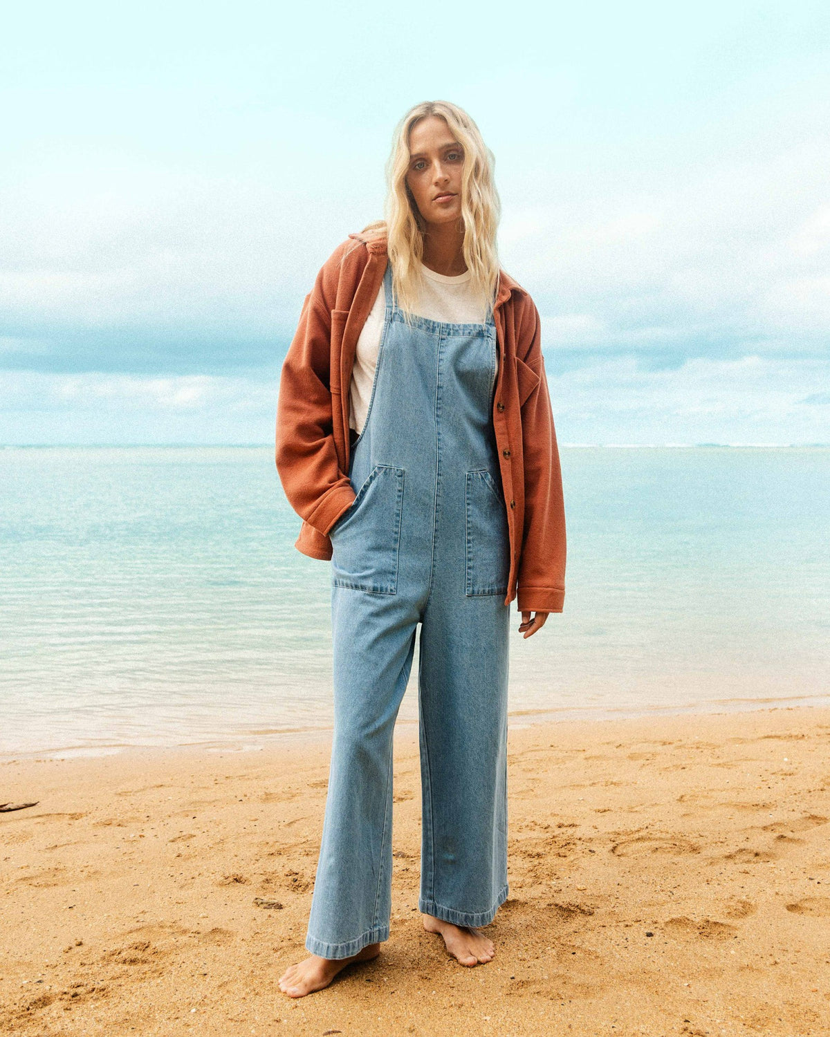 Billabong Women's Pacific Time Denim Overall - Sea Blue