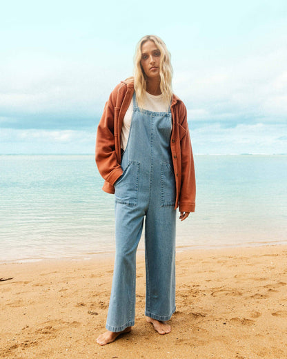 Billabong Women's Pacific Time Denim Overall - Sea Blue