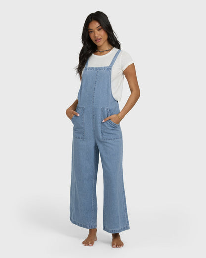 Billabong Women's Pacific Time Denim Overall - Sea Blue