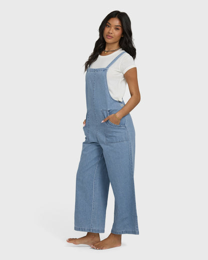 Billabong Women's Pacific Time Denim Overall - Sea Blue
