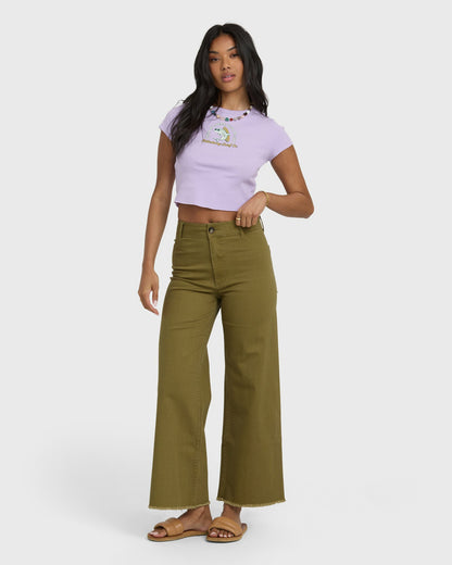 Billabong Women's Free Fall High-Waist Twill Pants - Martini Olive