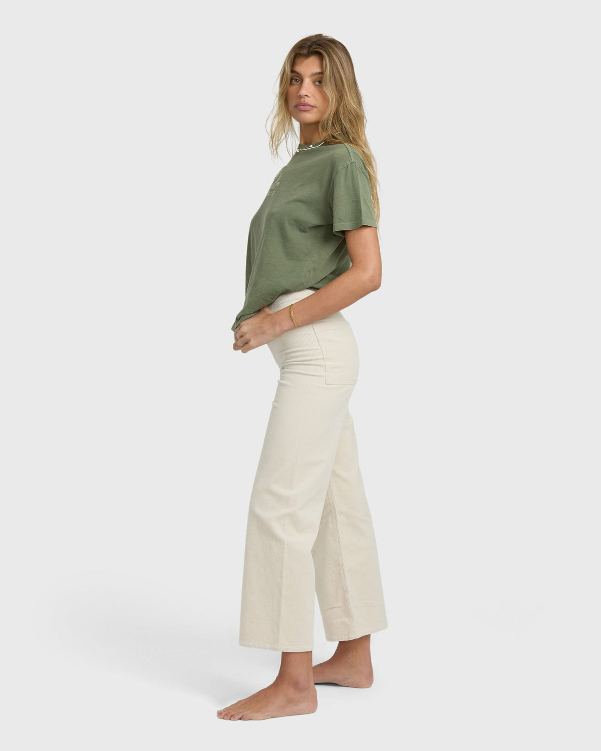 Billabong Women's Free Fall High-Waist Cord Pants - Whitecap
