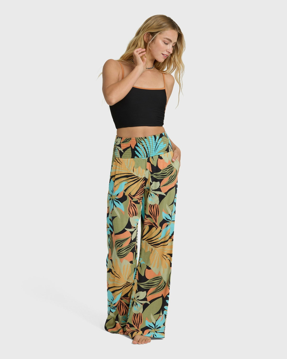 Billabong Women's New Waves 2 Elastic Waist Pants - Black Multi