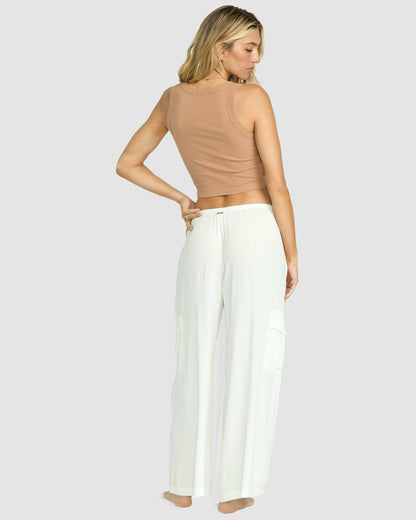 Billabong Women's Beach Babe Cargo Elastic Waist Pants - Salt Crystal