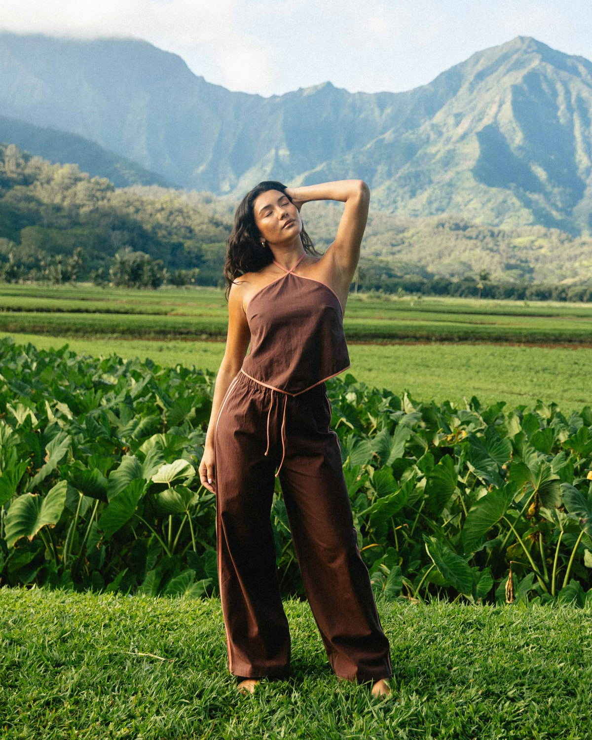 Billabong Women's Double Take Elastic Waist Pants - Teak
