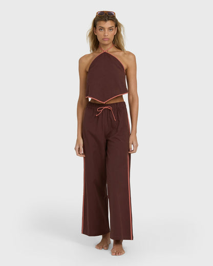 Billabong Women's Double Take Elastic Waist Pants - Teak