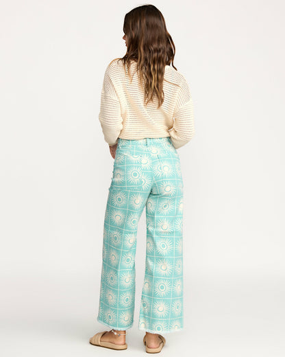 Billabong Women's Free Fall Printed Twill Pants - Misty Blue