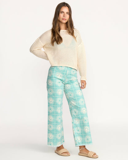 Billabong Women's Free Fall Printed Twill Pants - Misty Blue