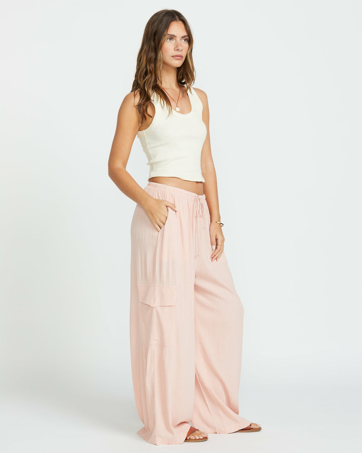 Billabong Women's Beach Babe Cargo Elastic Waist Pants - Dusty Peach