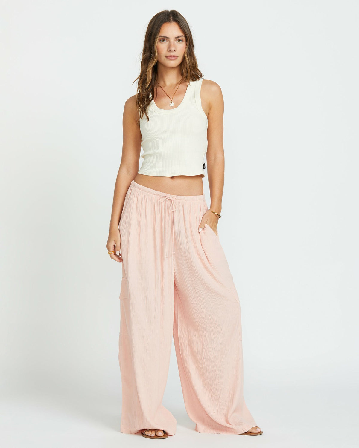 Billabong Women's Beach Babe Cargo Elastic Waist Pants - Dusty Peach