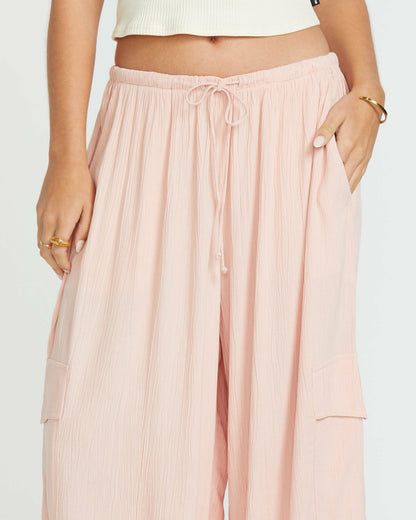 Billabong Women's Beach Babe Cargo Elastic Waist Pants - Dusty Peach