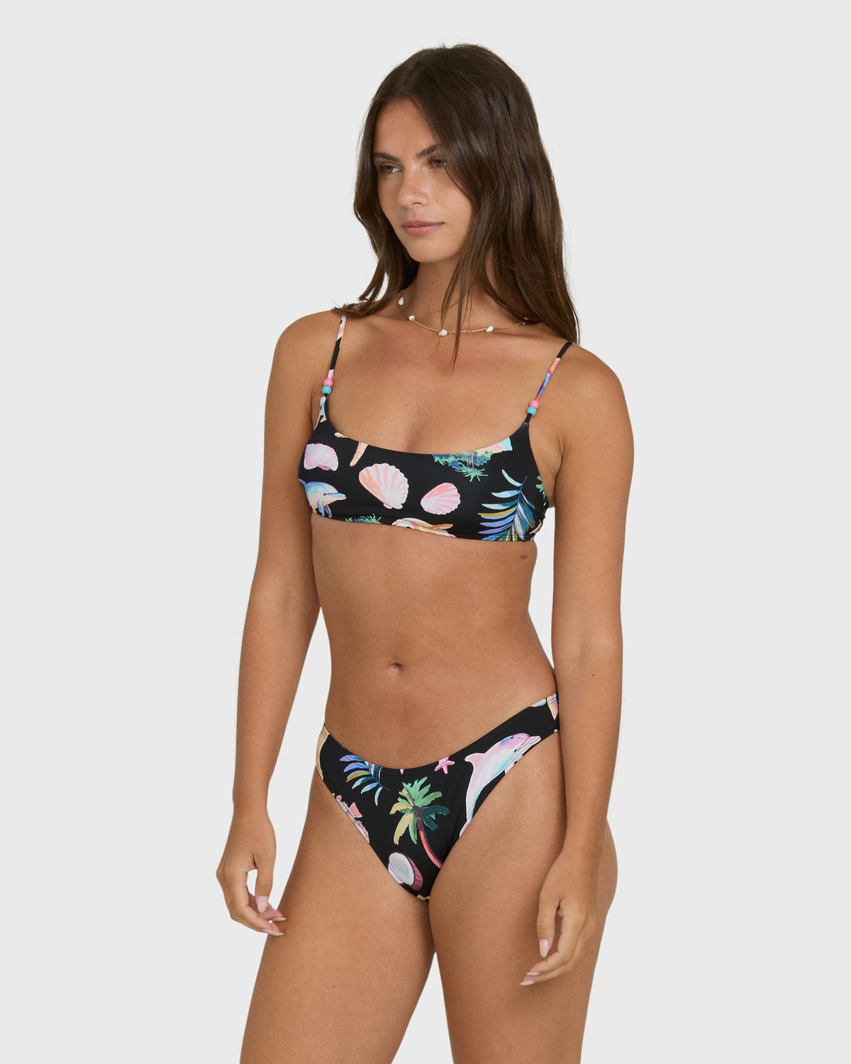 Billabong Women's Party Wave Jaclyn Crop Bralette Bikini Top - Black Pebble