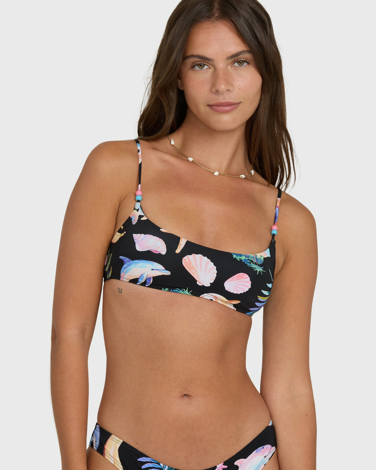 Billabong Women's Party Wave Jaclyn Crop Bralette Bikini Top - Black Pebble