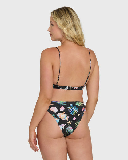 Billabong Women's Party Wave Jaclyn Crop Bralette Bikini Top - Black Pebble