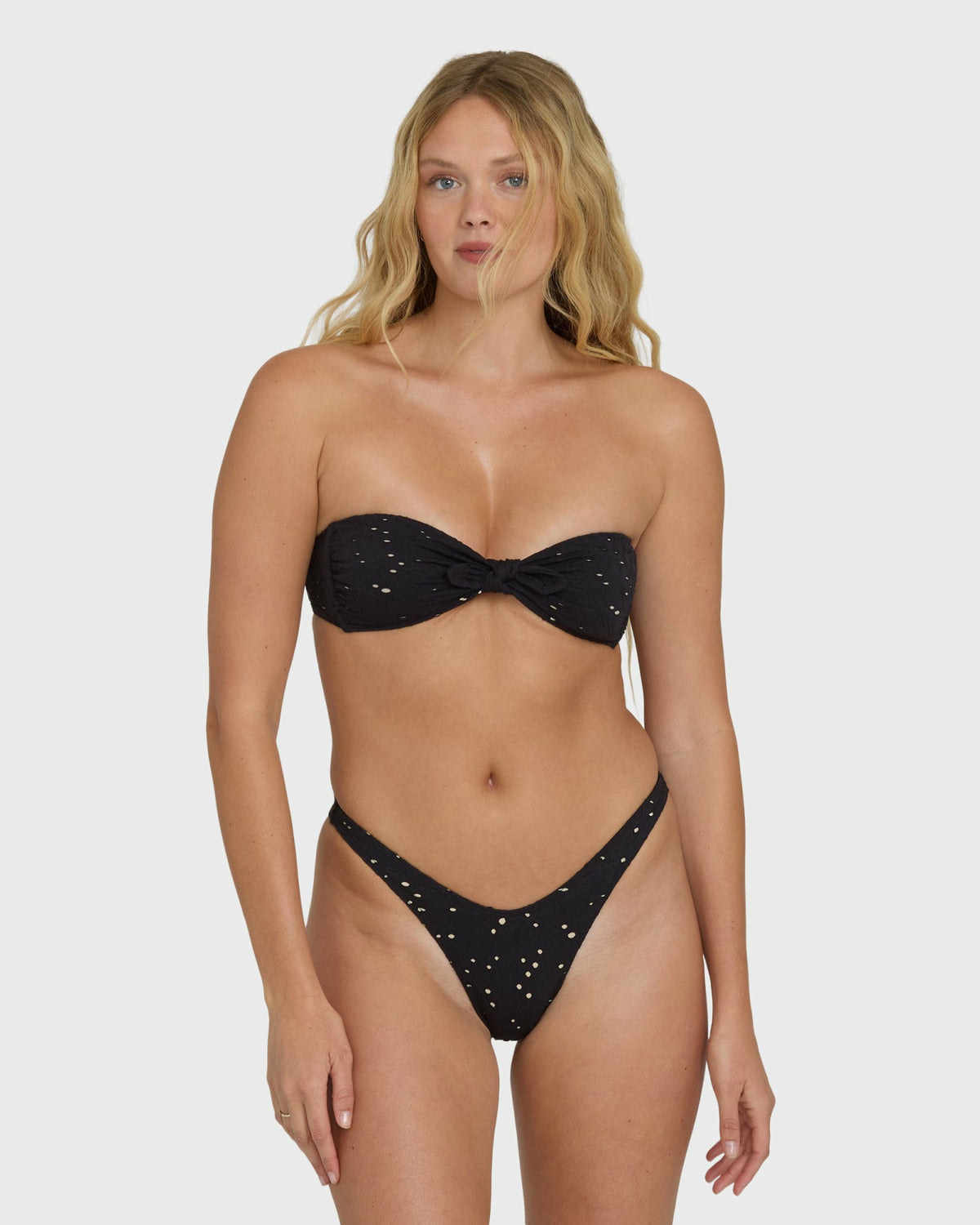 Billabong Women's Eye On You Hanky Tie Bandeau Bikini Top - Black Pebble