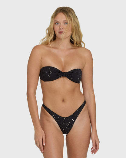 Billabong Women's Eye On You Hanky Tie Bandeau Bikini Top - Black Pebble