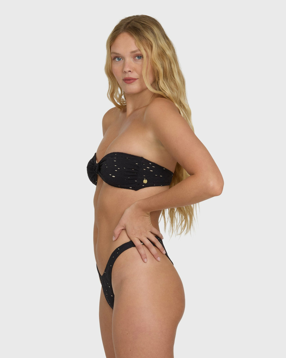 Billabong Women's Eye On You Hanky Tie Bandeau Bikini Top - Black Pebble