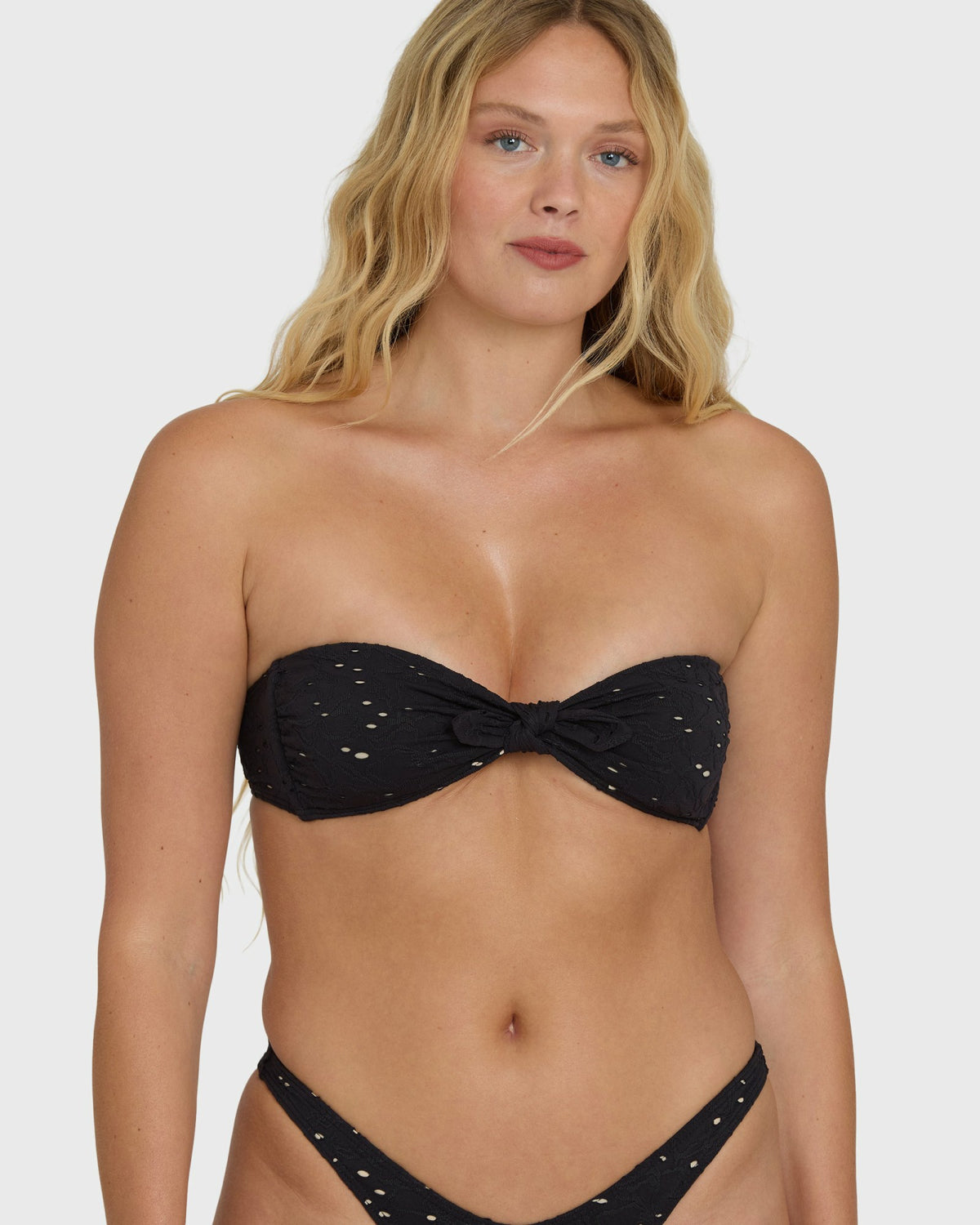 Billabong Women's Eye On You Hanky Tie Bandeau Bikini Top - Black Pebble