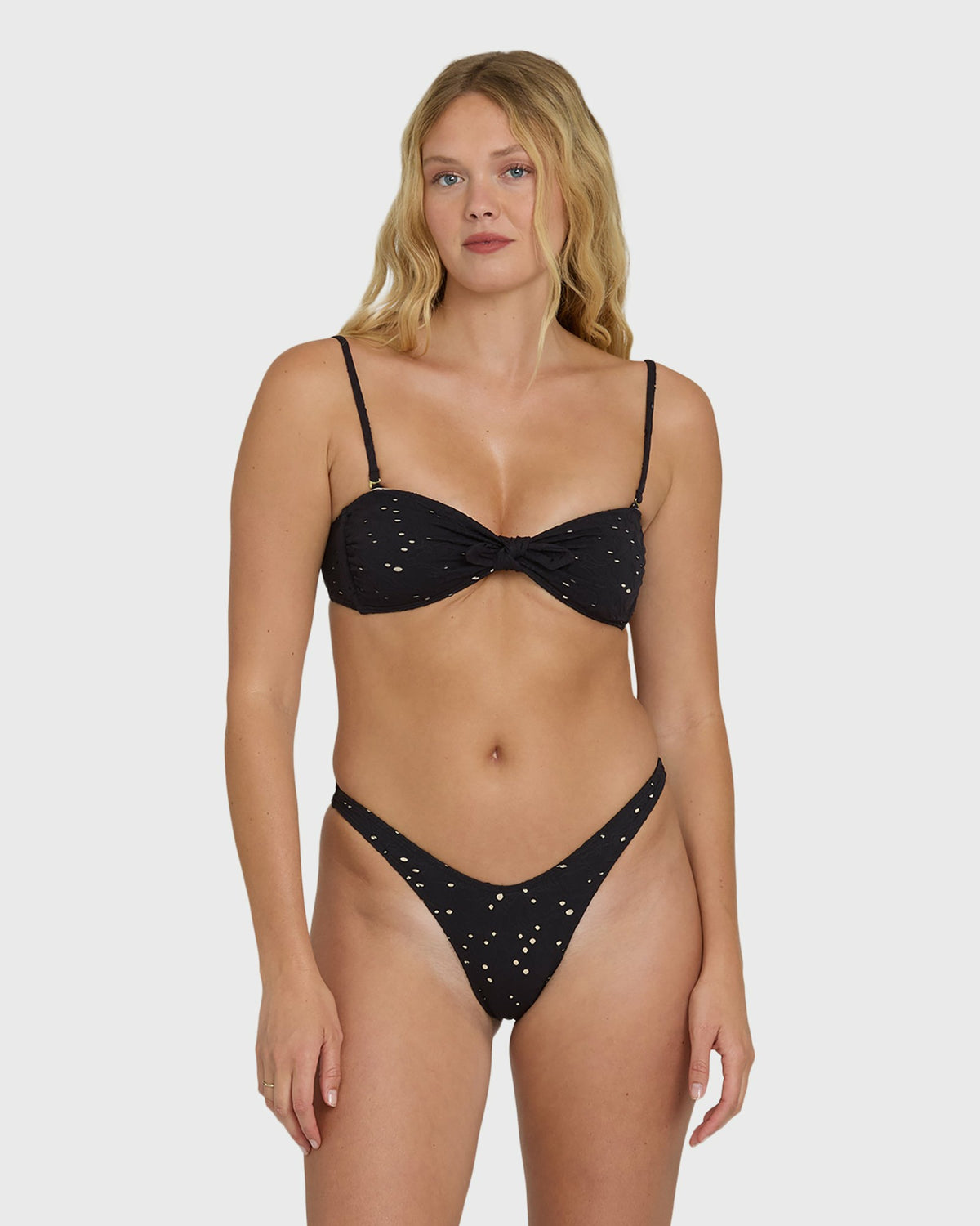 Billabong Women's Eye On You Hanky Tie Bandeau Bikini Top - Black Pebble