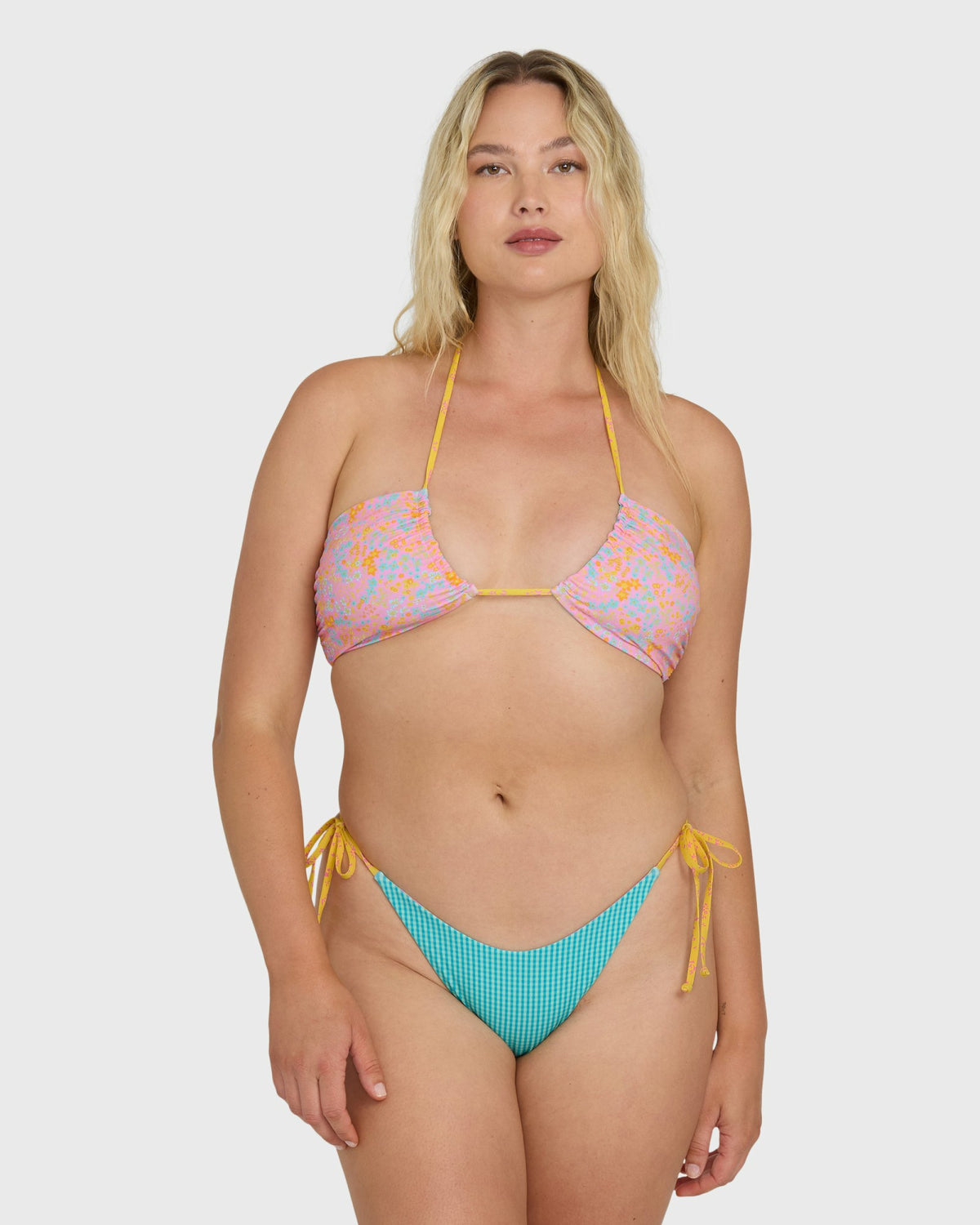 Billabong Women's Babe Alert Reversible Drew Bandeau Bikini Top - Agave