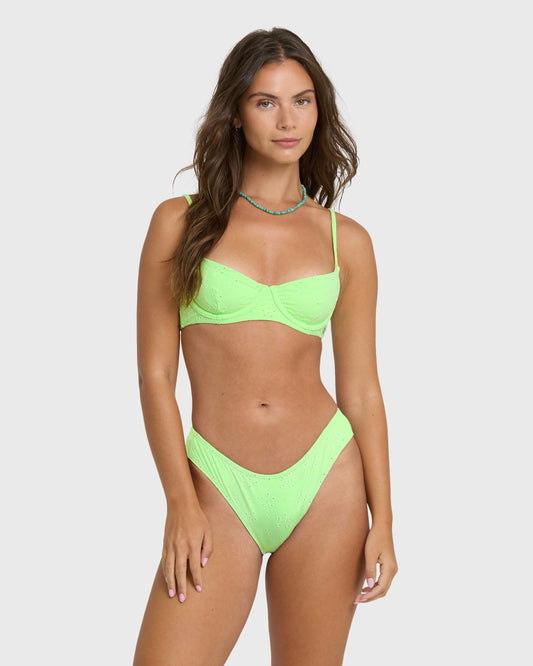 Billabong Women's Simply Sweet Eyelet Helena Underwire Bikini Top - Green Glow