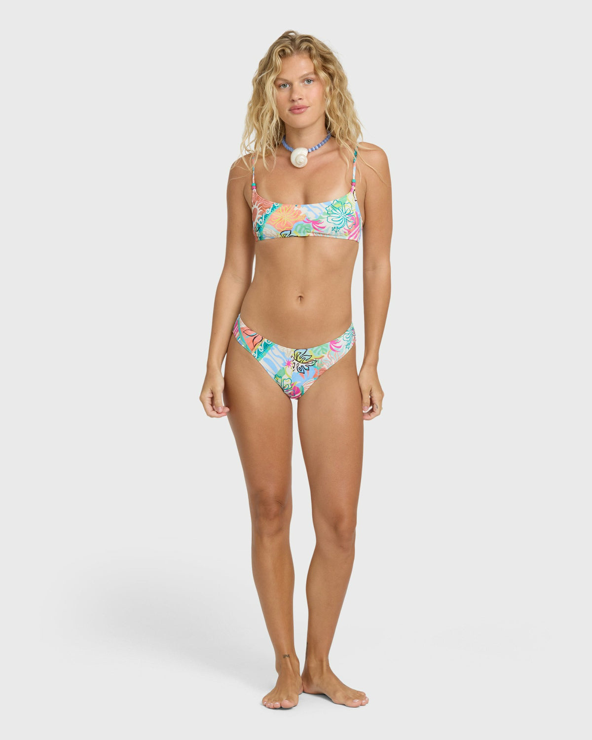 Billabong Women's Hot Mess Jaclyn Crop Bikini Top - Blue Multi