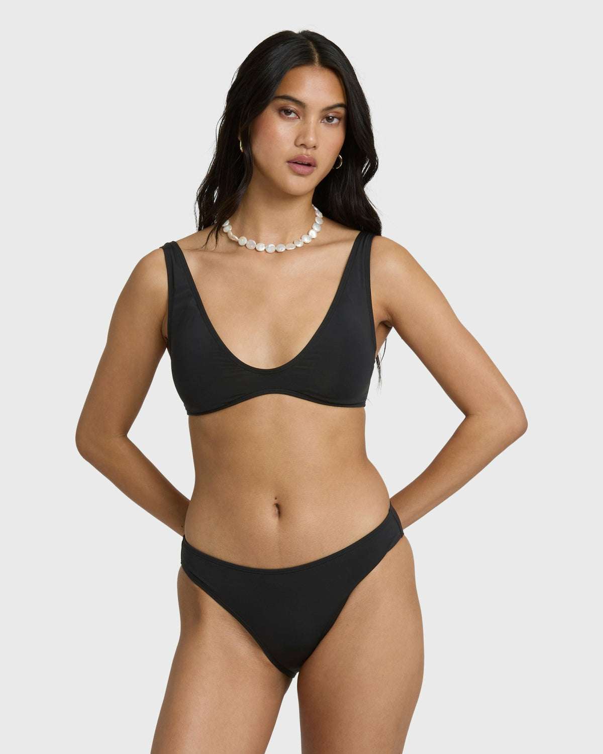 Billabong Women's Sol Searcher Lowrider Full Bikini Bottoms - Black Pebble