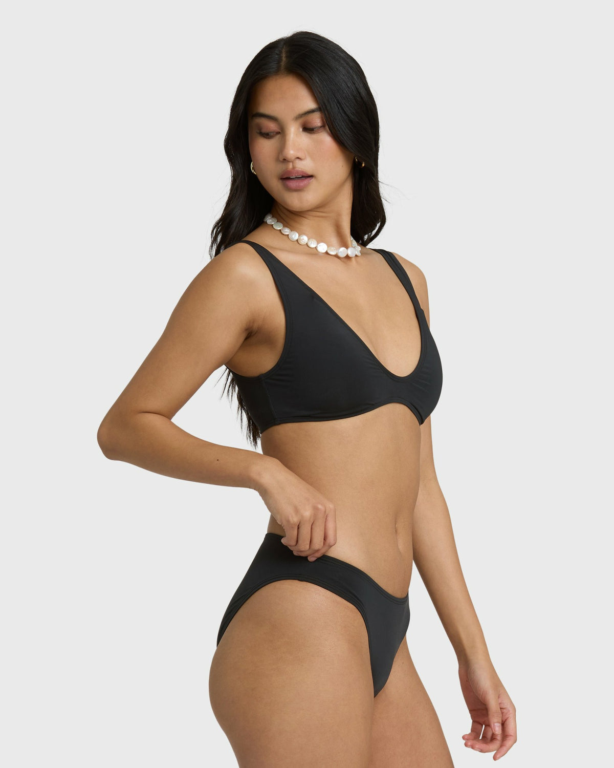 Billabong Women's Sol Searcher Lowrider Full Bikini Bottoms - Black Pebble