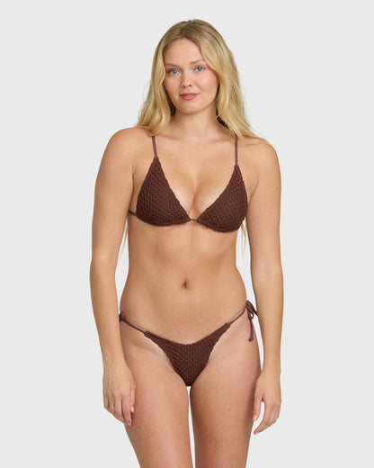 Billabong Women's Twisted Tides Tie-Side Dippi Skimpy Bikini Bottoms - Espresso