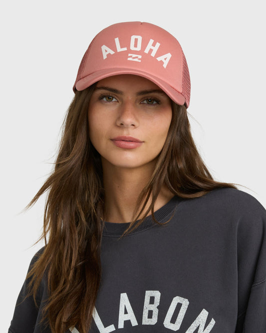 Billabong Women's Across Waves Trucker Hat - Dark Coral