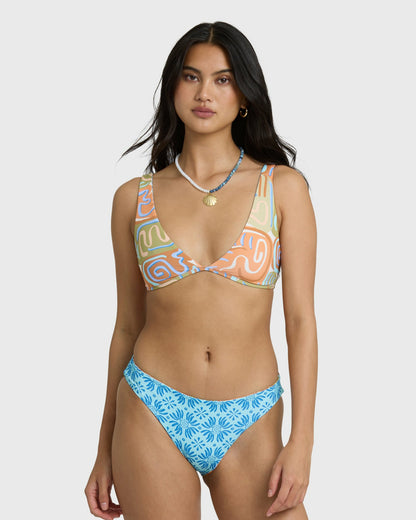 Billabong Women's Le Surf Reversible Lowrider Full Bikini Bottom - Orange Multi