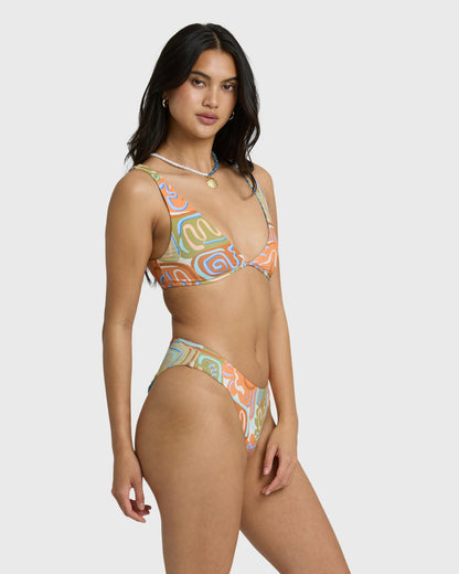 Billabong Women's Le Surf Reversible Lowrider Full Bikini Bottom - Orange Multi
