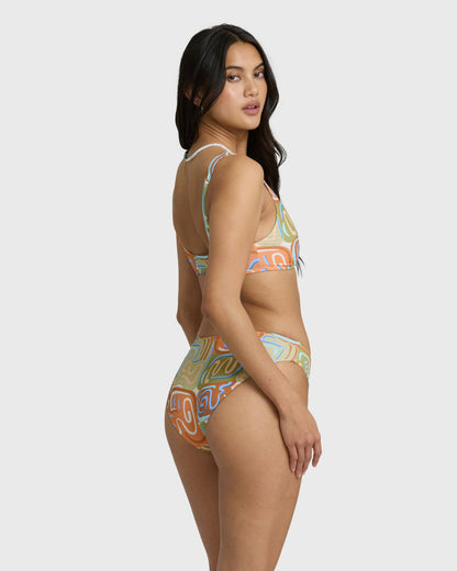 Billabong Women's Le Surf Reversible Lowrider Full Bikini Bottom - Orange Multi