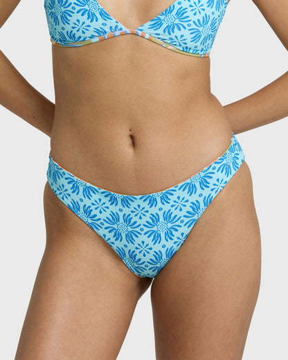Billabong Women's Le Surf Reversible Lowrider Full Bikini Bottom - Orange Multi