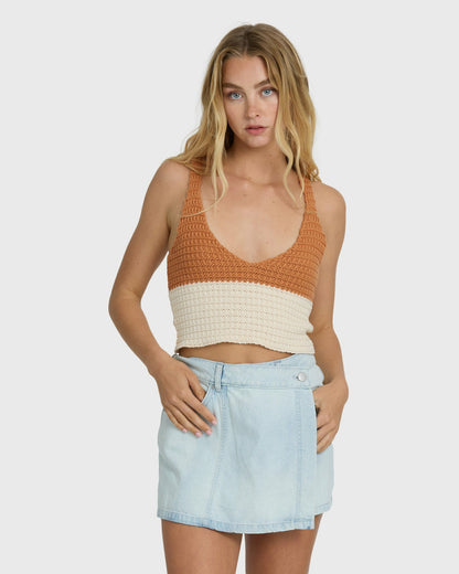 Billabong Women's Anders Sweater Tank - Caramel Cafe