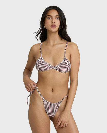 Billabong Women's Mini Wave Check Teagan Bralette Bikini Top - Red Dahlia